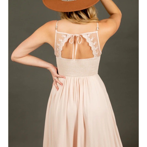 Elegant Lace Trimmed Cream Dress - Picture 2 of 5